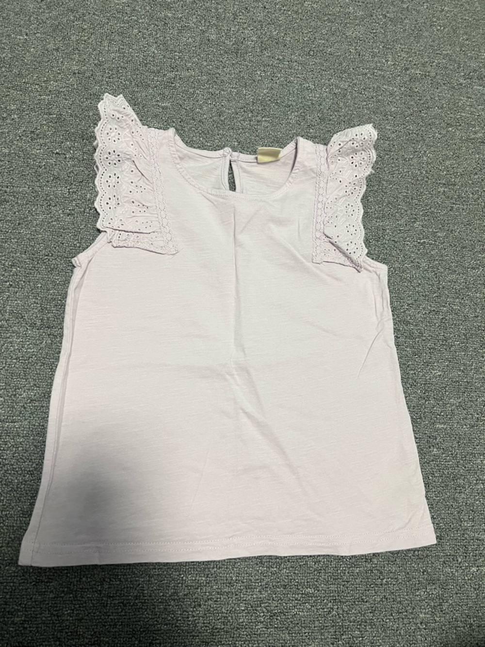 Girl’s Lavender Sleeveless Top with Eyelet Ruffle Shoulders